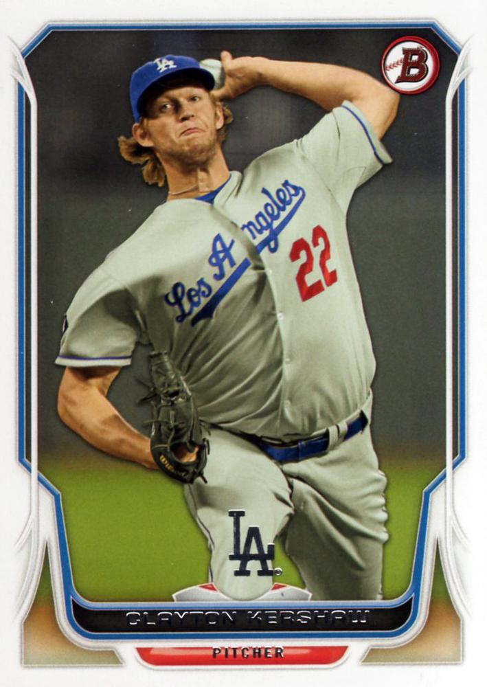 #100 Clayton Kershaw - Los Angeles Dodgers - 2014 Bowman Baseball