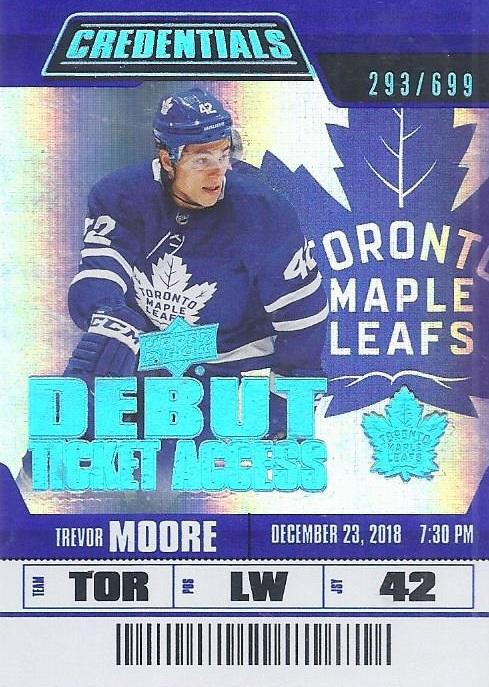 #100 Trevor Moore - Toronto Maple Leafs - 2019-20 Upper Deck Credentials Hockey
