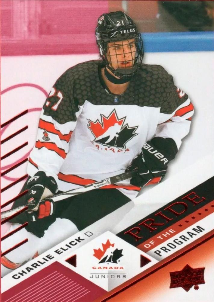 #100 Charlie Elick - Canada - 2024 Upper Deck Team Canada Juniors - Red Foil Hockey