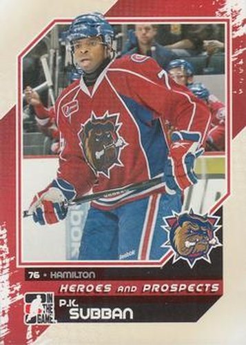 #101 P.K. Subban - Hamilton Bulldogs - 2010-11 In The Game Heroes and Prospects Hockey