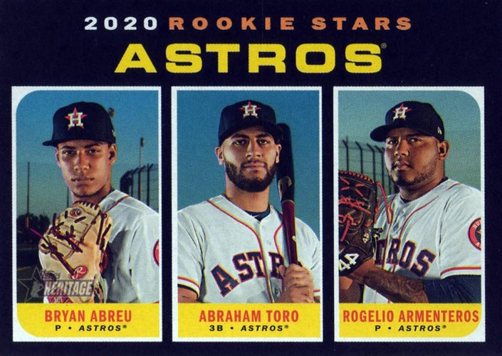 #102 Astros 2020 Rookie Stars Bryan Abreu / Abraham Toro / Rogelio Armenteros - Houston Astros - 2020 Topps Heritage Baseball