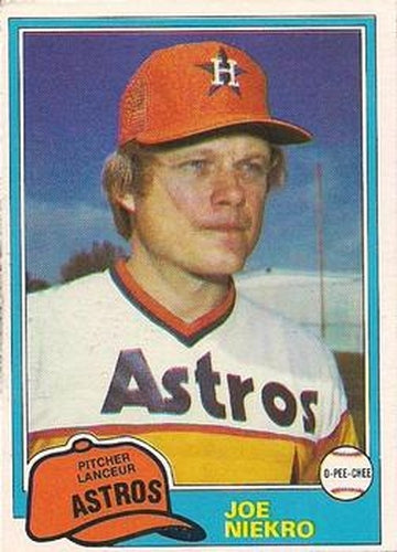 #102 Joe Niekro - Houston Astros - 1981 O-Pee-Chee - Gray Back Baseball