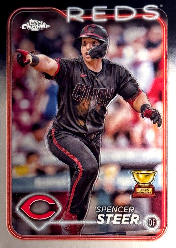 #104 Spencer Steer - Cincinnati Reds - 2024 Topps Chrome Baseball