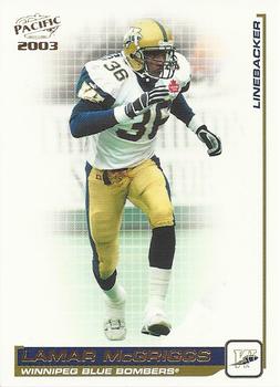 #104 Lamar McGriggs - Winnipeg Blue Bombers - 2003 Pacific CFL Football