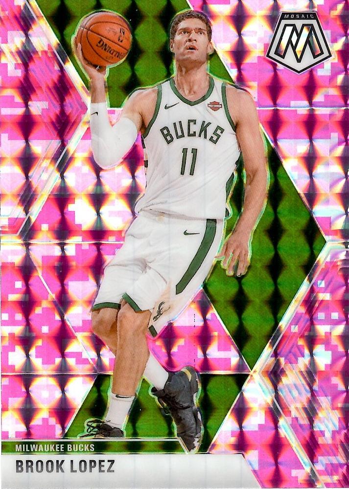 #105 Brook Lopez - Milwaukee Bucks - 2019-20 Panini Mosaic - Camo Pink Basketball