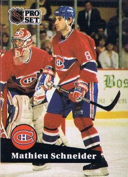 #119 - Mathieu Schneider - Montreal Canadiens - 1991-92 Pro Set French Hockey
