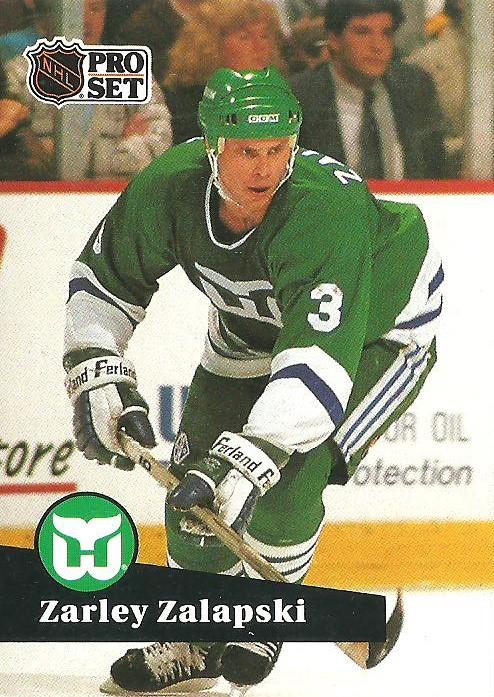 #91 - Zarley Zalapski - Hartford Whalers - 1991-92 Pro Set French Hockey