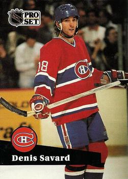 #128 - Denis Savard - Montreal Canadiens - 1991-92 Pro Set French Hockey