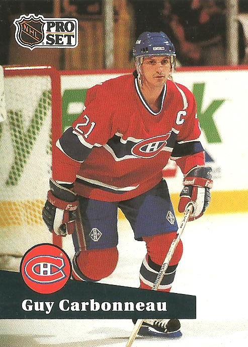 #130 - Guy Carbonneau - Montreal Canadiens - 1991-92 Pro Set French Hockey