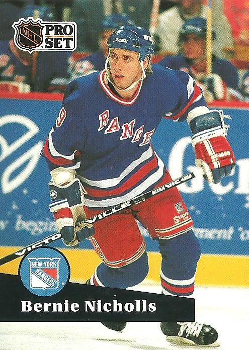#166 - Bernie Nicholls - New York Rangers - 1991-92 Pro Set French Hockey