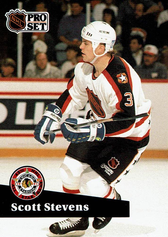 #292 - Scott Stevens - St. Louis Blues - 1991-92 Pro Set French Hockey