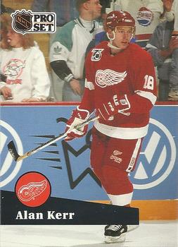 #376 - Alan Kerr - Detroit Red Wings - 1991-92 Pro Set French Hockey