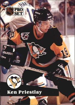 #460 - Ken Priestlay - Pittsburgh Penguins - 1991-92 Pro Set French Hockey