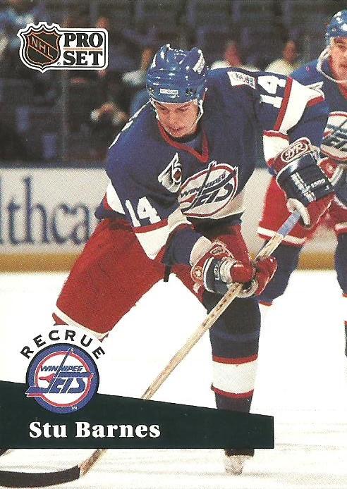#566 - Stu Barnes - Winnipeg Jets - 1991-92 Pro Set French Hockey