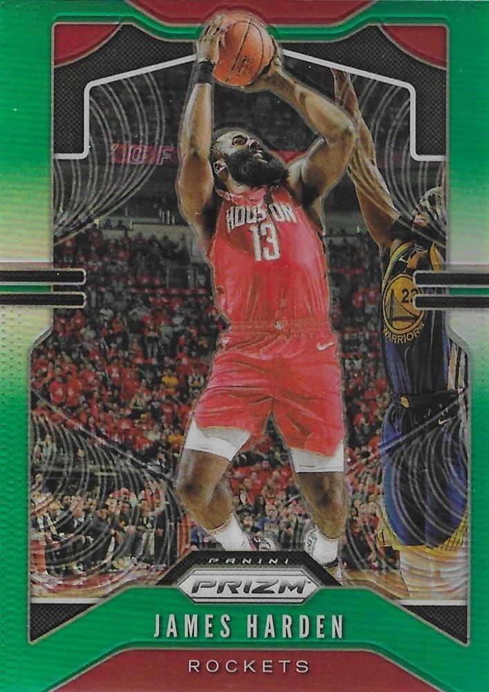 #107 James Harden - Houston Rockets - 2019-20 Panini Prizm - Prizms Green Basketball