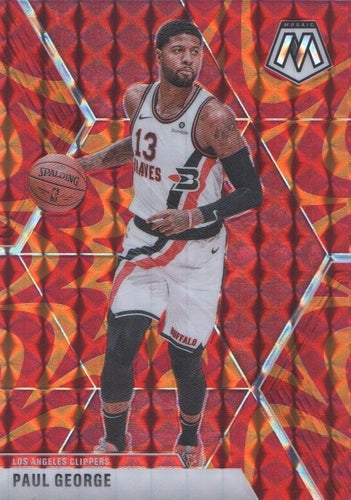 #108 Paul George - Los Angeles Clippers - 2019-20 Panini Mosaic - Reactive Orange Basketball