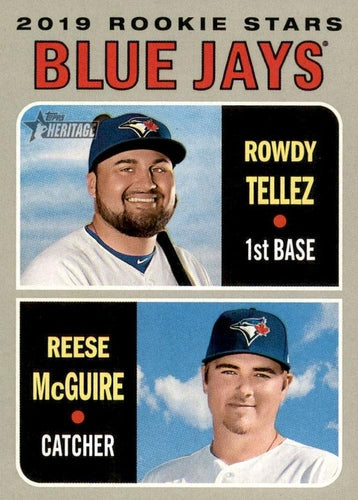 #109 Blue Jays 2019 Rookie Stars Rowdy Tellez / Reese McGuire - Kansas City Royals - 2019 Topps Heritage Baseball