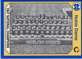 #109 1947 National Champions - Notre Dame Fighting Irish - 1990 Collegiate Collection Notre Dame Football