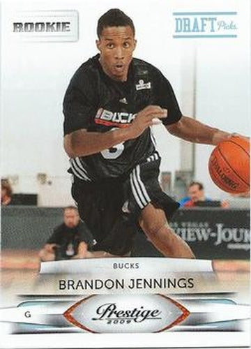 #160 Brandon Jennings - Milwaukee Bucks - 2009-10 Panini Prestige - Draft Picks Light Blue Basketball