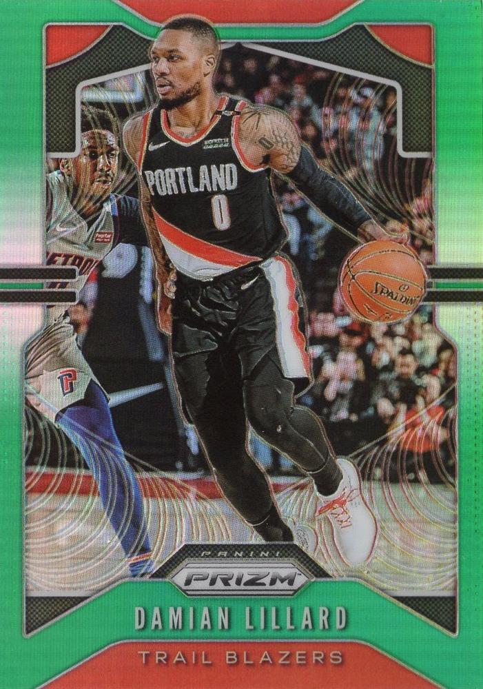 #112 Damian Lillard - Portland Trail Blazers - 2019-20 Panini Prizm - Prizms Green Basketball