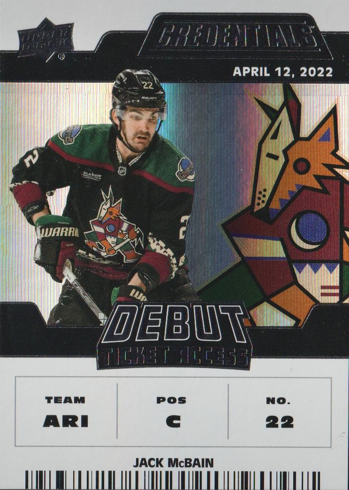 #113 Jack McBain - Arizona Coyotes - 2022-23 Upper Deck Credentials Hockey