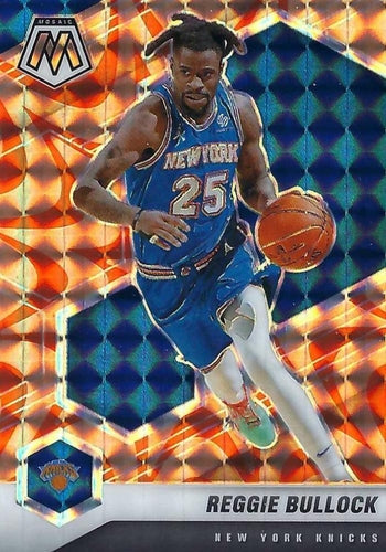 #114 Reggie Bullock - New York Knicks - 2020-21 Panini Mosaic - Mosaic Reactive Orange Basketball