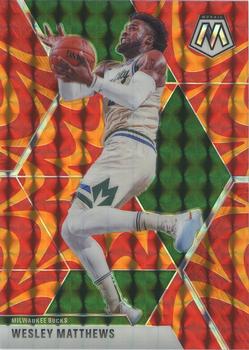 #115 Wesley Matthews - Milwaukee Bucks - 2019-20 Panini Mosaic - Reactive Orange Basketball