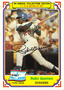 #11 Pedro Guerrero - Los Angeles Dodgers - 1984 Topps Drake's Big Hitters Baseball