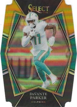 #122 DeVante Parker - Miami Dolphins - 2021 Panini Select - Black and Gold Prizm Die Cut Football