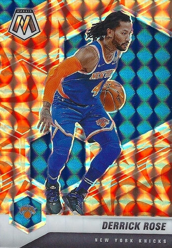 #123 Derrick Rose - New York Knicks - 2020-21 Panini Mosaic - Mosaic Reactive Orange Basketball
