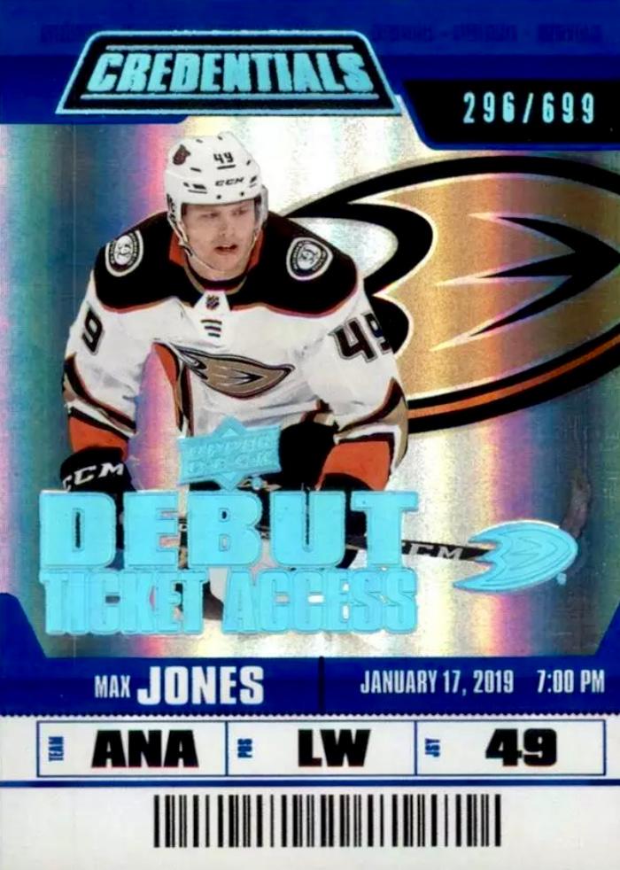 #124 Max Jones - Anaheim Ducks - 2019-20 Upper Deck Credentials Hockey