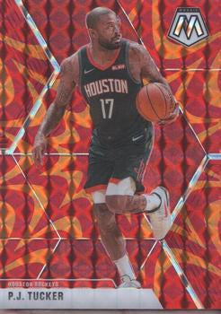 #124 P.J. Tucker - Houston Rockets - 2019-20 Panini Mosaic - Reactive Orange Basketball