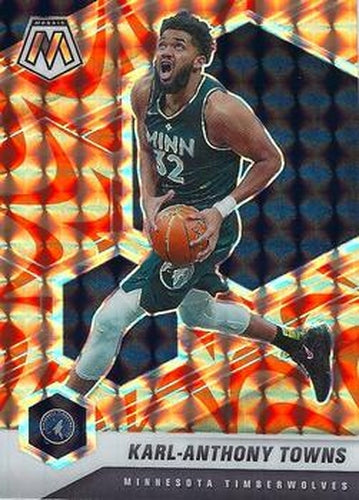 #124 Karl-Anthony Towns - Minnesota Timberwolves - 2020-21 Panini Mosaic - Mosaic Reactive Orange Basketball