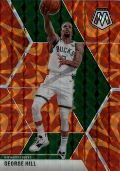 #125 George Hill - Milwaukee Bucks - 2019-20 Panini Mosaic - Reactive Orange Basketball