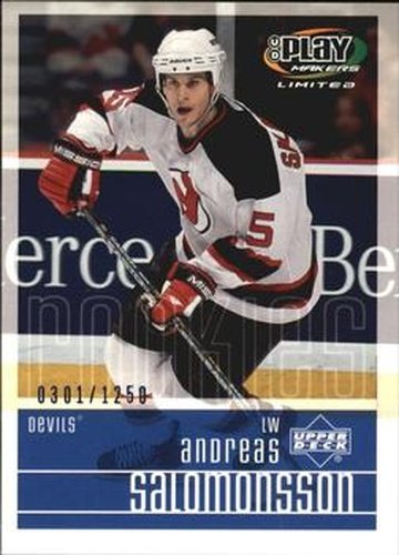 #127 Andreas Salomonsson - New Jersey Devils - 2001-02 Upper Deck Playmakers Hockey