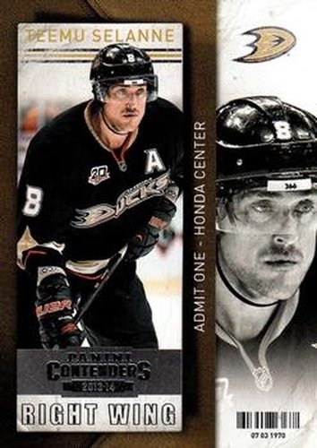 #12 Teemu Selanne - Anaheim Ducks - 2013-14 Panini Contenders Hockey