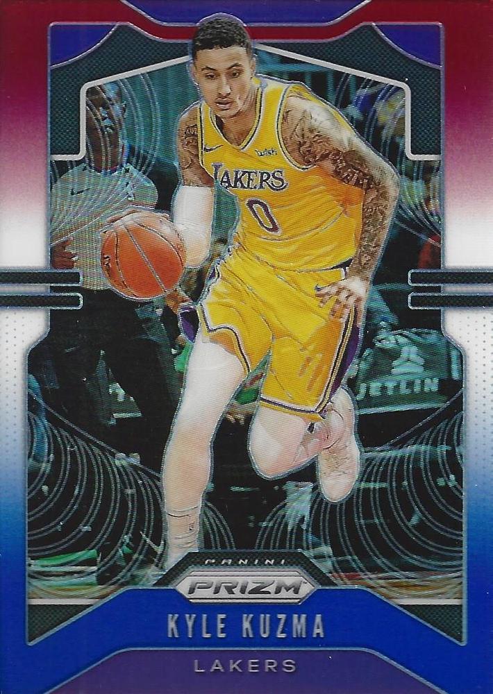 #130 Kyle Kuzma - Los Angeles Lakers - 2019-20 Panini Prizm - Prizms Red White and Blue Basketball