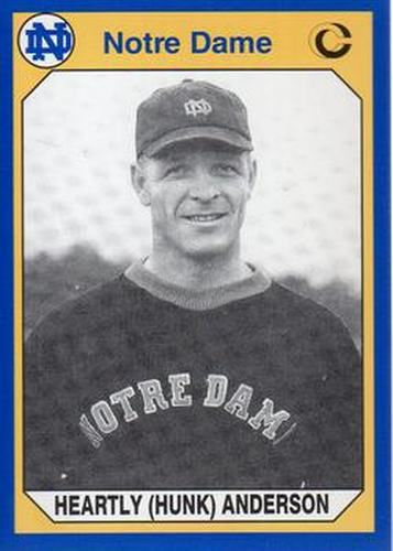 #130 Heartley Hunk Anderson - Notre Dame Fighting Irish - 1990 Collegiate Collection Notre Dame Football