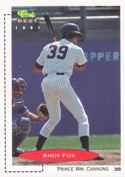 #132 Andy Fox - Prince William Cannons - 1991 Classic Best Baseball