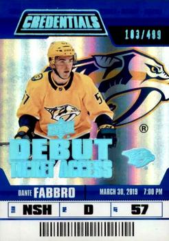 #133 Dante Fabbro - Nashville Predators - 2019-20 Upper Deck Credentials Hockey
