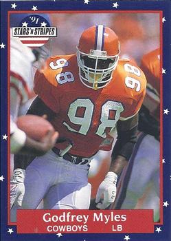 #134 Godfrey Myles - Dallas Cowboys - 1991 Fleer Stars 'n Stripes Football
