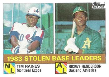 #134 1983 Stolen Base Leaders Tim Raines / Rickey Henderson - Montreal Expos / Oakland Athletics - 1984 Topps Baseball