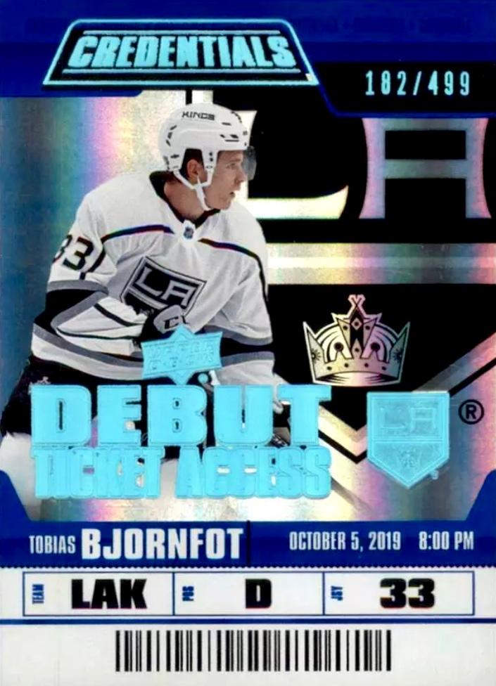 #136 Tobias Bjornfot - Los Angeles Kings - 2019-20 Upper Deck Credentials Hockey
