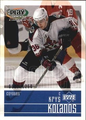 #136 Krystofer Kolanos - Phoenix Coyotes - 2001-02 Upper Deck Playmakers Hockey
