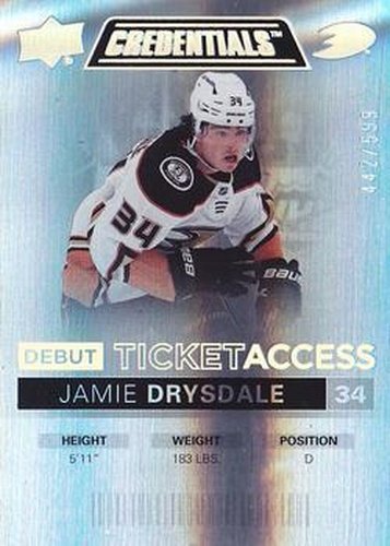 #138 Jamie Drysdale - Anaheim Ducks - 2021-22 Upper Deck Credentials Hockey