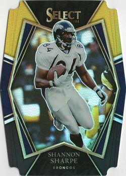 #142 Shannon Sharpe - Denver Broncos - 2021 Panini Select - Black and Gold Prizm Die Cut Football