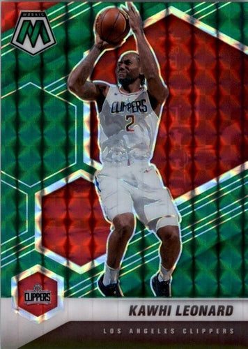#144 Kawhi Leonard - Los Angeles Clippers - 2020-21 Panini Mosaic - Mosaic Green Basketball