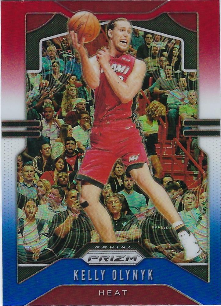 #146 Kelly Olynyk - Miami Heat - 2019-20 Panini Prizm - Prizms Red White and Blue Basketball