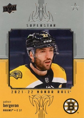 #HR-14 Patrice Bergeron - Boston Bruins - 2021-22 Upper Deck - Honor Roll Hockey