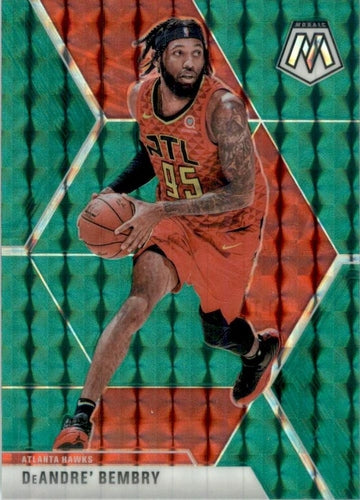 #14 DeAndre' Bembry - Atlanta Hawks - 2019-20 Panini Mosaic - Green Prizm Basketball